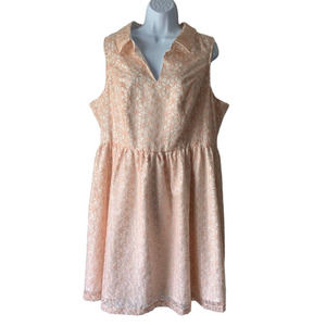 Modcloth Fit and Flare Cocktail Dress in Pink Embroidered Loral, size 1X